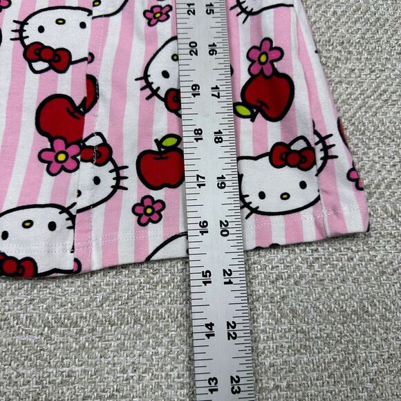 Hello Kitty Pink Striped Blouse Top Medium Apples Flowers Bow‎ AOP - Picture 7 of 10